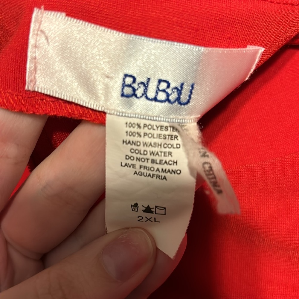 BouBou Red Full Length Halter Prom Dress Size 2X - Picture 7 of 9